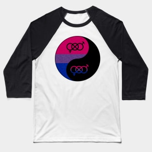 Bisexual Pride Yin and Yang Symbol in Pride Flag Colors Baseball T-Shirt